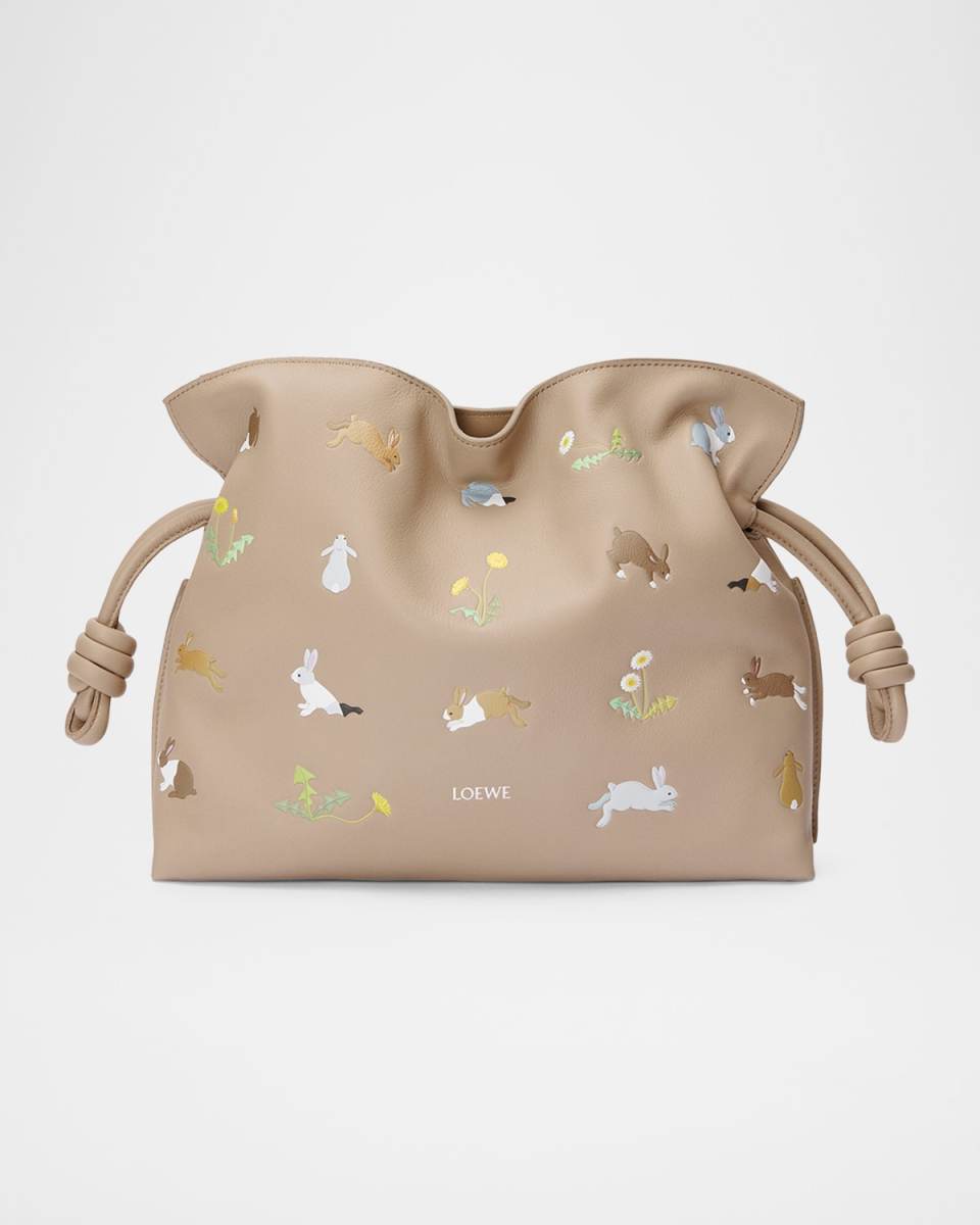 x Suna Fujita Flamenco Bunnies Printed Clutch Bag